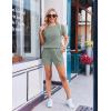 Ekouaer Rompers for Women Ribbed Knit Short Jumpsuit 2026 Summer Casual Vacation Outfits(Celadon Green)
