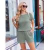 Ekouaer Rompers for Women Ribbed Knit Short Jumpsuit 2026 Summer Casual Vacation Outfits(Celadon Green)