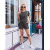 Ekouaer Rompers for Women Ribbed Knit Short Jumpsuit 2026 Summer Casual Vacation Outfits(Grey)