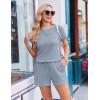 Ekouaer Rompers for Women Ribbed Knit Short Jumpsuit 2026 Summer Casual Vacation Outfits(Light Blue)