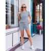 Ekouaer Rompers for Women Ribbed Knit Short Jumpsuit 2026 Summer Casual Vacation Outfits(Light Blue)