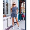Ekouaer Rompers for Women Ribbed Knit Short Jumpsuit 2026 Summer Casual Vacation Outfits(Navy)