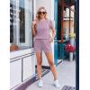 Ekouaer Rompers for Women Ribbed Knit Short Jumpsuit 2026 Summer Casual Vacation Outfits(Purple)