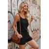 Ekouaer Rompers for Women Summer Casual 2026 Sleeveless Scoop Neck Ribbed Adjustable Shorts Jumpsuit with Pockets(Black)