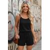 Ekouaer Rompers for Women Summer Casual 2026 Sleeveless Scoop Neck Ribbed Adjustable Shorts Jumpsuit with Pockets(Black)