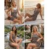 Ekouaer Rompers for Women Summer Casual 2026 Sleeveless Scoop Neck Ribbed Adjustable Shorts Jumpsuit with Pockets(Brown)