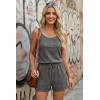 Ekouaer Rompers for Women Summer Casual 2026 Sleeveless Scoop Neck Ribbed Adjustable Shorts Jumpsuit with Pockets(Dark Grey)