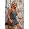 Ekouaer Rompers for Women Summer Casual 2026 Sleeveless Scoop Neck Ribbed Adjustable Shorts Jumpsuit with Pockets(Dark Grey)