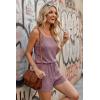 Ekouaer Rompers for Women Summer Casual 2026 Sleeveless Scoop Neck Ribbed Adjustable Shorts Jumpsuit with Pockets(Fuchsia)