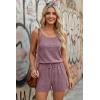 Ekouaer Rompers for Women Summer Casual 2026 Sleeveless Scoop Neck Ribbed Adjustable Shorts Jumpsuit with Pockets(Fuchsia)