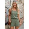 Ekouaer Rompers for Women Summer Casual 2026 Sleeveless Scoop Neck Ribbed Adjustable Shorts Jumpsuit with Pockets(Ice Green)