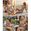Ekouaer Rompers for Women Summer Casual 2026 Sleeveless Scoop Neck Ribbed Adjustable Shorts Jumpsuit with Pockets(Khaki)