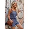Ekouaer Rompers for Women Summer Casual 2026 Sleeveless Scoop Neck Ribbed Adjustable Shorts Jumpsuit with Pockets(Navy Blue)