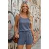 Ekouaer Rompers for Women Summer Casual 2026 Sleeveless Scoop Neck Ribbed Adjustable Shorts Jumpsuit with Pockets(Navy Blue)