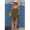 Ekouaer Rompers for Women Summer Casual Sleeveless Short Overalls Boho Spaghetti Strap Shorts Jumpsuit with Pockets(Army Green)