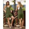 Ekouaer Rompers for Women Summer Casual Sleeveless Short Overalls Boho Spaghetti Strap Shorts Jumpsuit with Pockets(Army Green)