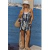 Ekouaer Rompers for Women Summer Casual Sleeveless Short Overalls Boho Spaghetti Strap Shorts Jumpsuit with Pockets(Black White Tie-dye)
