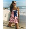 Ekouaer Rompers for Women Summer Casual Sleeveless Short Overalls Boho Spaghetti Strap Shorts Jumpsuit with Pockets(Flag Print)