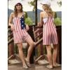 Ekouaer Rompers for Women Summer Casual Sleeveless Short Overalls Boho Spaghetti Strap Shorts Jumpsuit with Pockets(Flag Print)