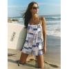 Ekouaer Rompers for Women Summer Casual Sleeveless Short Overalls Boho Spaghetti Strap Shorts Jumpsuit with Pockets(Grey Boho Print)
