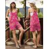 Ekouaer Rompers for Women Summer Casual Sleeveless Short Overalls Boho Spaghetti Strap Shorts Jumpsuit with Pockets(Rose Pink Floral)