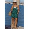 Ekouaer Rompers for Women Summer Casual Sleeveless Short Overalls Boho Spaghetti Strap Shorts Jumpsuit with Pockets(Small Green Floral)
