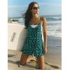 Ekouaer Rompers for Women Summer Casual Sleeveless Short Overalls Boho Spaghetti Strap Shorts Jumpsuit with Pockets(Small Green Floral)