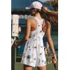Ekouaer Rompers for Women Summer Casual Sleeveless Short Overalls Boho Spaghetti Strap Shorts Jumpsuit with Pockets(White Grey Floral)