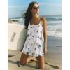 Ekouaer Rompers for Women Summer Casual Sleeveless Short Overalls Boho Spaghetti Strap Shorts Jumpsuit with Pockets(White Grey Floral)