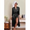 Ekouaer Silk Robes for Women Long Satin Bride Bridesmaid Wedding Party Robes Lightweight Sexy Sleepwear with Pockets(Black)