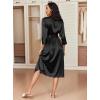 Ekouaer Silk Robes for Women Long Satin Bride Bridesmaid Wedding Party Robes Lightweight Sexy Sleepwear with Pockets(Black)