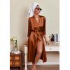 Ekouaer Silk Robes for Women Long Satin Bride Bridesmaid Wedding Party Robes Lightweight Sexy Sleepwear with Pockets(Brown)