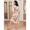 Ekouaer Silk Robes for Women Long Satin Bride Bridesmaid Wedding Party Robes Lightweight Sexy Sleepwear with Pockets(Champagne)