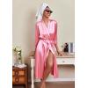Ekouaer Silk Robes for Women Long Satin Bride Bridesmaid Wedding Party Robes Lightweight Sexy Sleepwear with Pockets(Deep Pink)