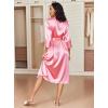 Ekouaer Silk Robes for Women Long Satin Bride Bridesmaid Wedding Party Robes Lightweight Sexy Sleepwear with Pockets(Deep Pink)