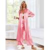 Ekouaer Silk Robes for Women Long Satin Bride Bridesmaid Wedding Party Robes Lightweight Sexy Sleepwear with Pockets(Deep Pink)