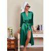Ekouaer Silk Robes for Women Long Satin Bride Bridesmaid Wedding Party Robes Lightweight Sexy Sleepwear with Pockets(Green)