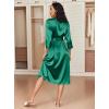 Ekouaer Silk Robes for Women Long Satin Bride Bridesmaid Wedding Party Robes Lightweight Sexy Sleepwear with Pockets(Green)