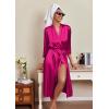 Ekouaer Silk Robes for Women Long Satin Bride Bridesmaid Wedding Party Robes Lightweight Sexy Sleepwear with Pockets(Hot Pink)