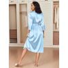 Ekouaer Silk Robes for Women Long Satin Bride Bridesmaid Wedding Party Robes Lightweight Sexy Sleepwear with Pockets(Light Blue)