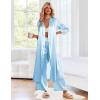 Ekouaer Silk Robes for Women Long Satin Bride Bridesmaid Wedding Party Robes Lightweight Sexy Sleepwear with Pockets(Light Blue)