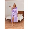 Ekouaer Silk Robes for Women Long Satin Bride Bridesmaid Wedding Party Robes Lightweight Sexy Sleepwear with Pockets(Light Purple)