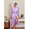 Ekouaer Silk Robes for Women Long Satin Bride Bridesmaid Wedding Party Robes Lightweight Sexy Sleepwear with Pockets(Light Purple)