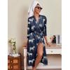 Ekouaer Silk Robes for Women Long Satin Bride Bridesmaid Wedding Party Robes Lightweight Sexy Sleepwear with Pockets(Navy Zebra)