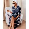 Ekouaer Silk Robes for Women Long Satin Bride Bridesmaid Wedding Party Robes Lightweight Sexy Sleepwear with Pockets(Navy Zebra)
