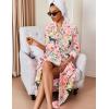 Ekouaer Silk Robes for Women Long Satin Bride Bridesmaid Wedding Party Robes Lightweight Sexy Sleepwear with Pockets(Pink Animal)