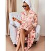 Ekouaer Silk Robes for Women Long Satin Bride Bridesmaid Wedding Party Robes Lightweight Sexy Sleepwear with Pockets(Pink Floral)