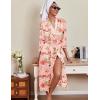 Ekouaer Silk Robes for Women Long Satin Bride Bridesmaid Wedding Party Robes Lightweight Sexy Sleepwear with Pockets(Pink Floral)