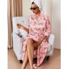 Ekouaer Silk Robes for Women Long Satin Bride Bridesmaid Wedding Party Robes Lightweight Sexy Sleepwear with Pockets(Pink Leopard)