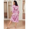 Ekouaer Silk Robes for Women Long Satin Bride Bridesmaid Wedding Party Robes Lightweight Sexy Sleepwear with Pockets(Rose)